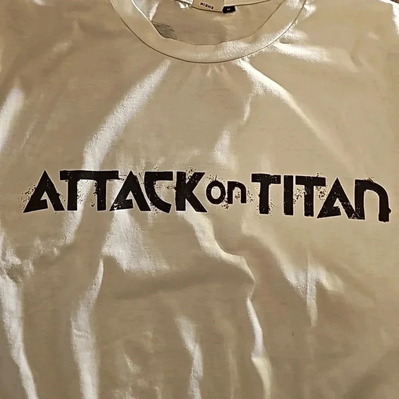 Mens Attack on Titan Shein Black White Oversized Graphic Tshirt Medium - Picture 2 of 4